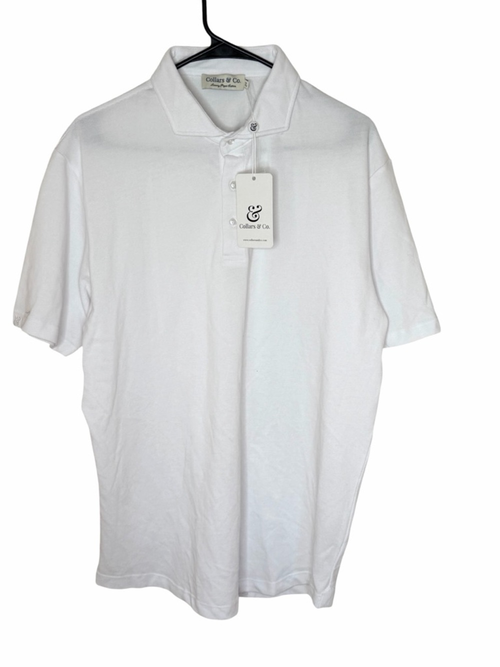 NWT Collars & Co. White Luxury Pique Cotton Cutaway Collar Short Sleeve Shirt XL